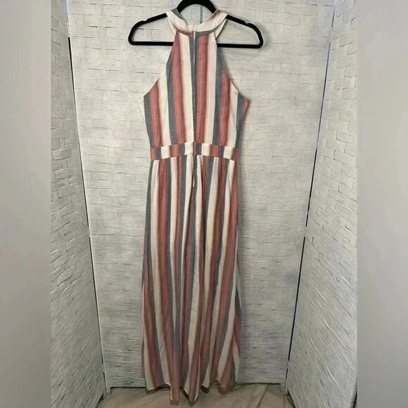 CRYSTAL SKY HI LO SHORTS & SKIRT ONE PIECE HALTER ROMPER Stripped SLEEVELESS - Picture 4 of 14